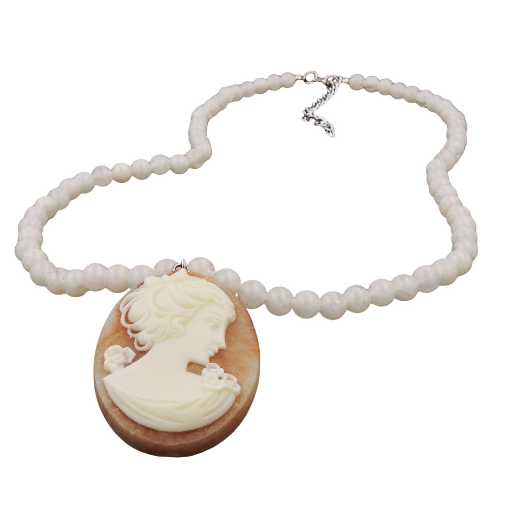Kette Camée creme-verschiedene Farben Kunststoffperlen elfenbeinfarben verschiedene Längen