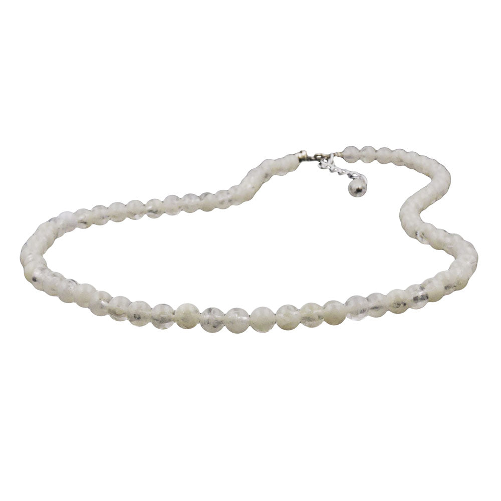 Kette 6mm Perle Kunststoff kristall-creme verschiedene Längen