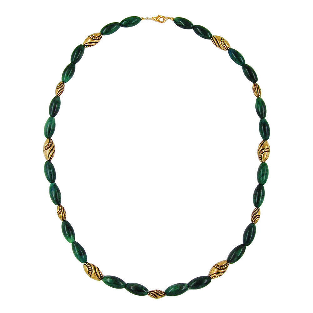 Kette, Olive verschiedene Farben-marmoriert, altgoldfarben