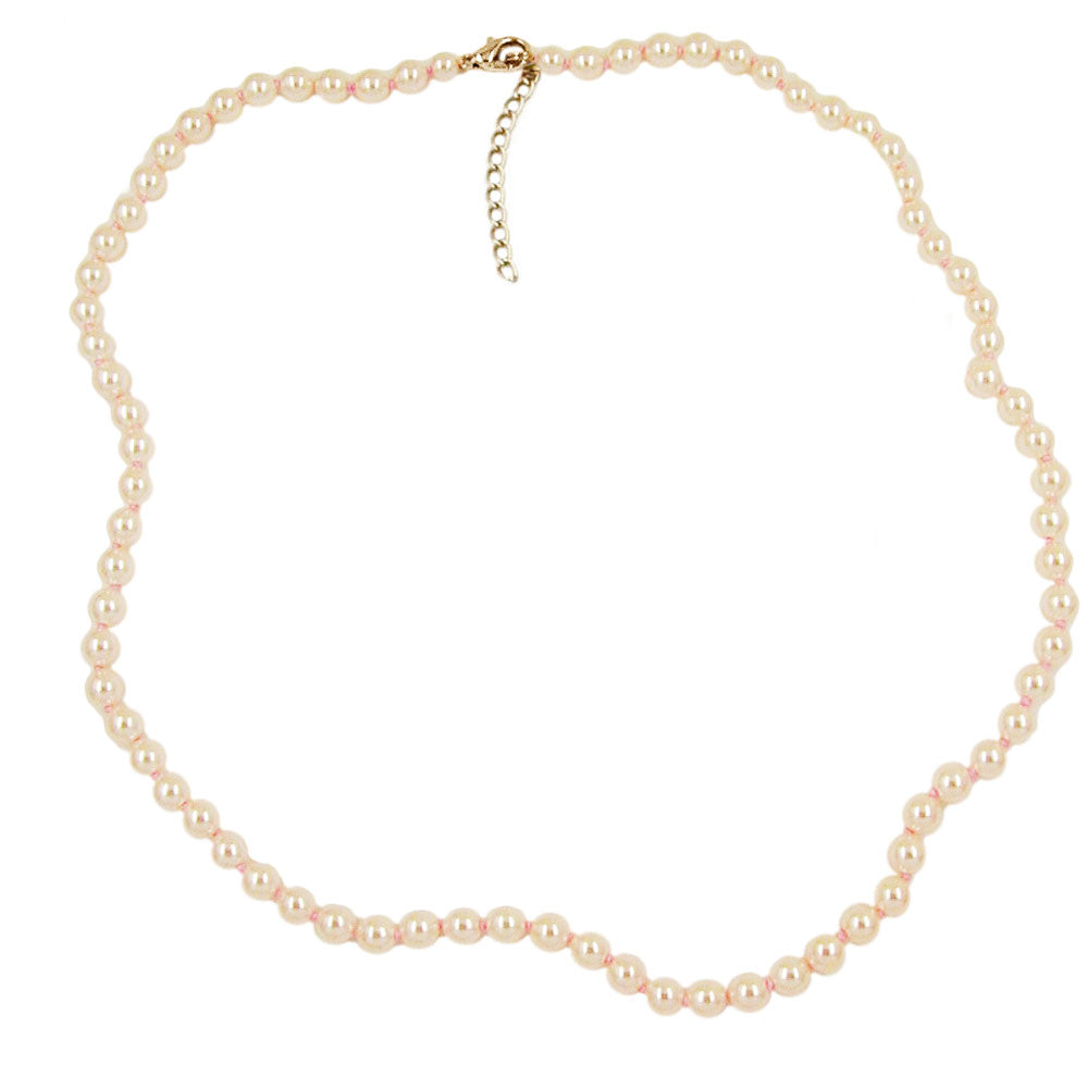 Kette, Glasperle, geknotet, creme