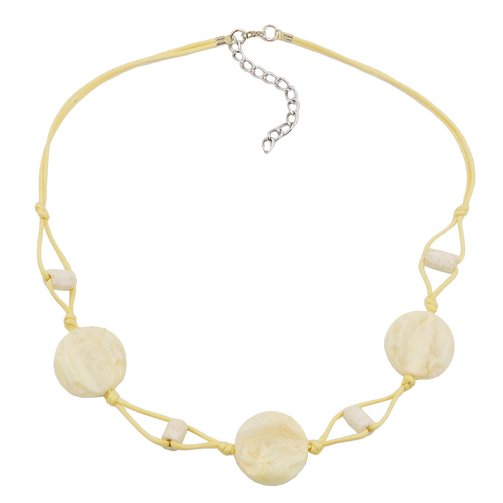 Kette 3x Scheibe Kunststoff creme-verschiedene Farben-marmoriert Kordel verschiedene Farben verschiedene Längen