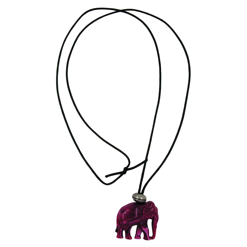 Kette, Elefant, fuchsia-altsilber, verschiedene Längen