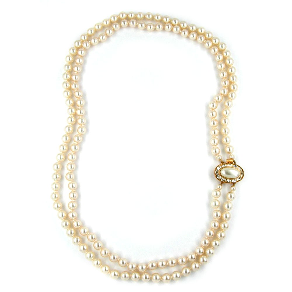 Kette, 2-reihig, geknotet, creme