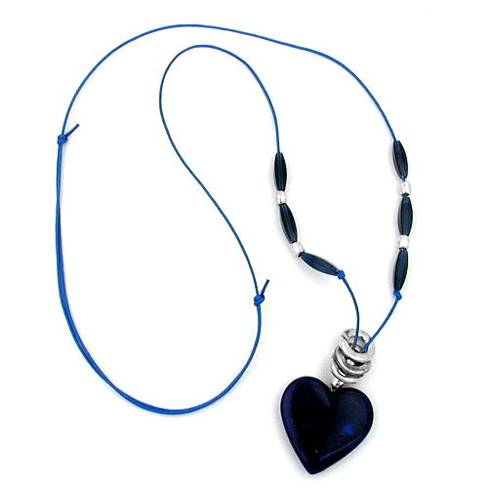 Kette, Herz lapiz, chrom-altsilber