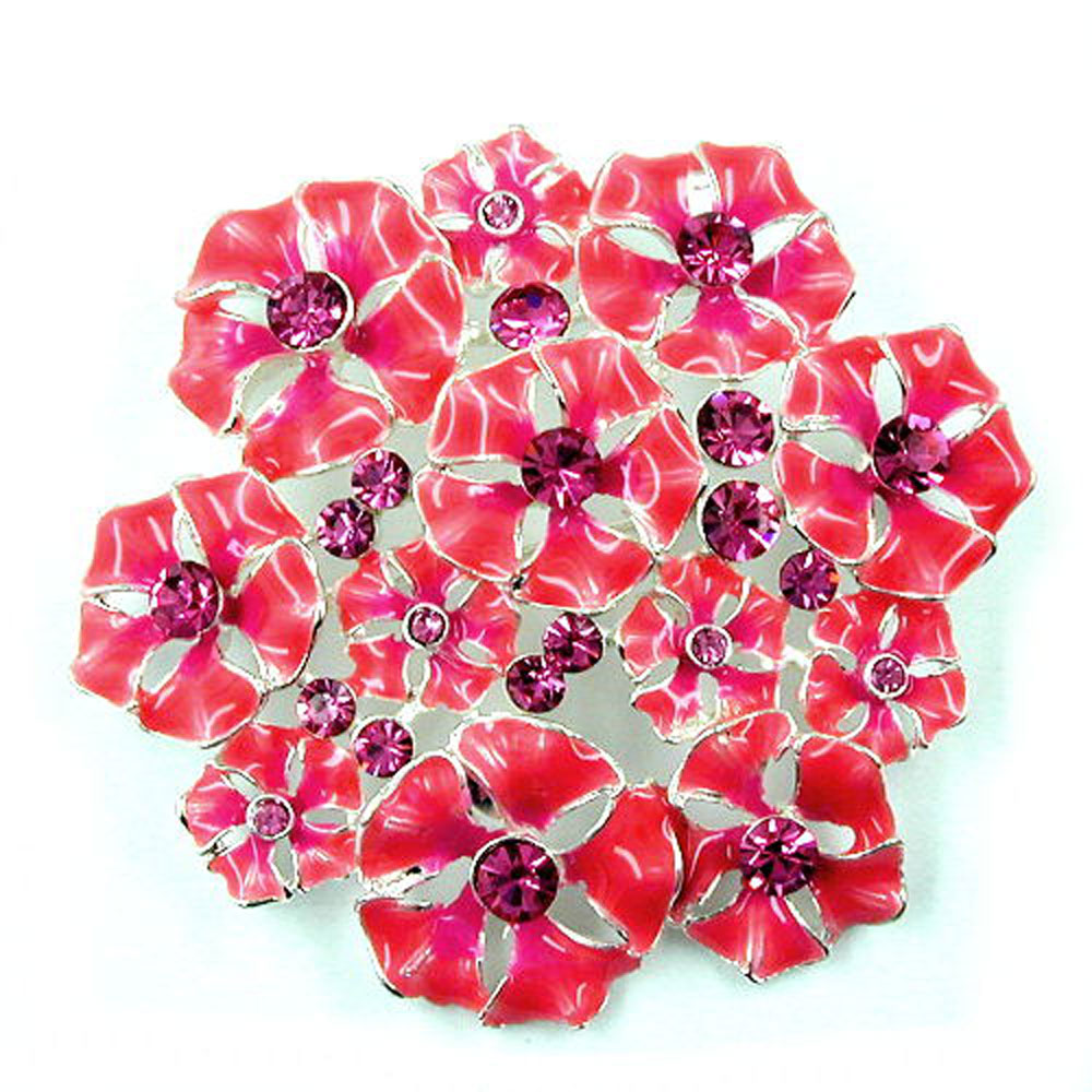 Brosche, Blüte in verschiedene Farben, Email