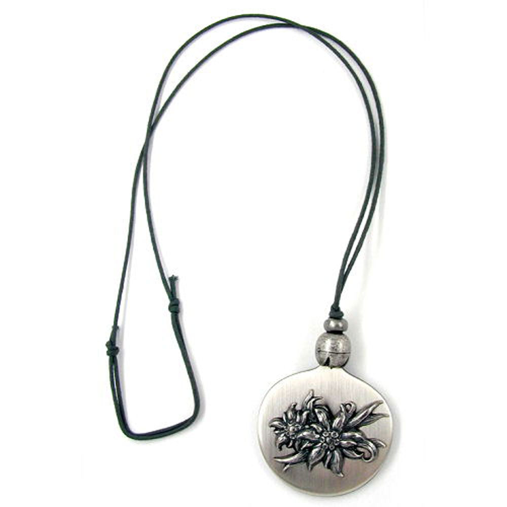 Kette, Platte mit Edelweiß, altsilber