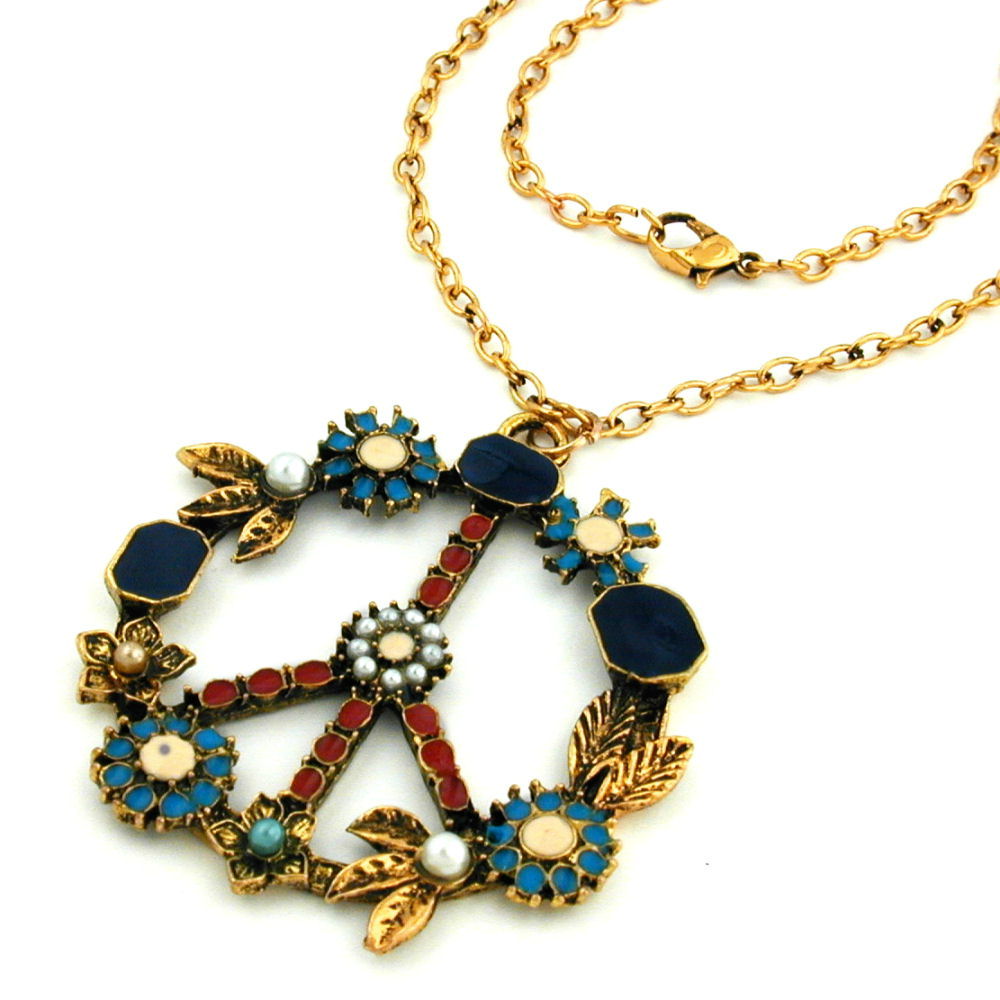 Kette, Peace-Zeichen, multicolor