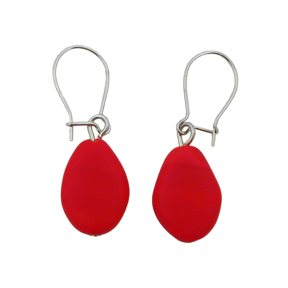 Ohrhaken Ohrhänger Ohrringe verschiedene Größen Glasperle Flacholive verschiedene Farben-matt