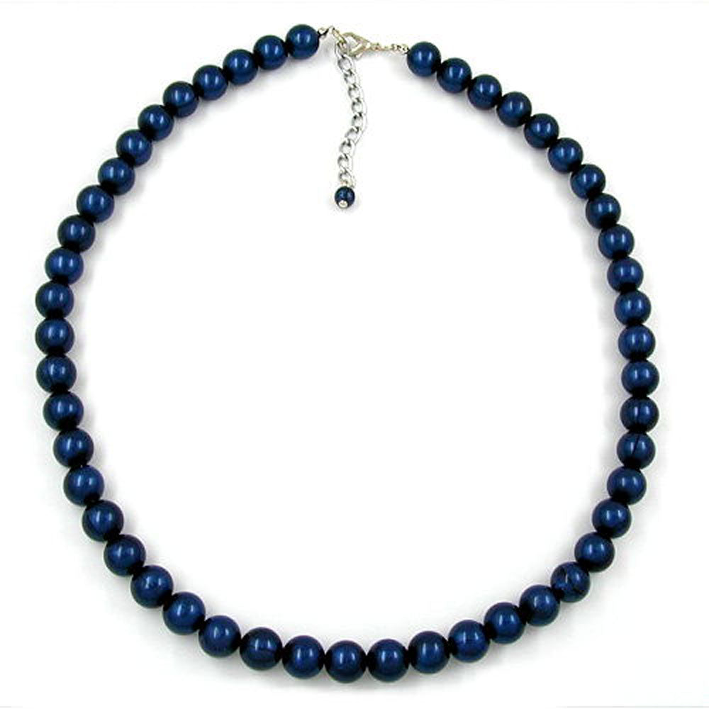 Kette, Perlen 6mm, stahlblau