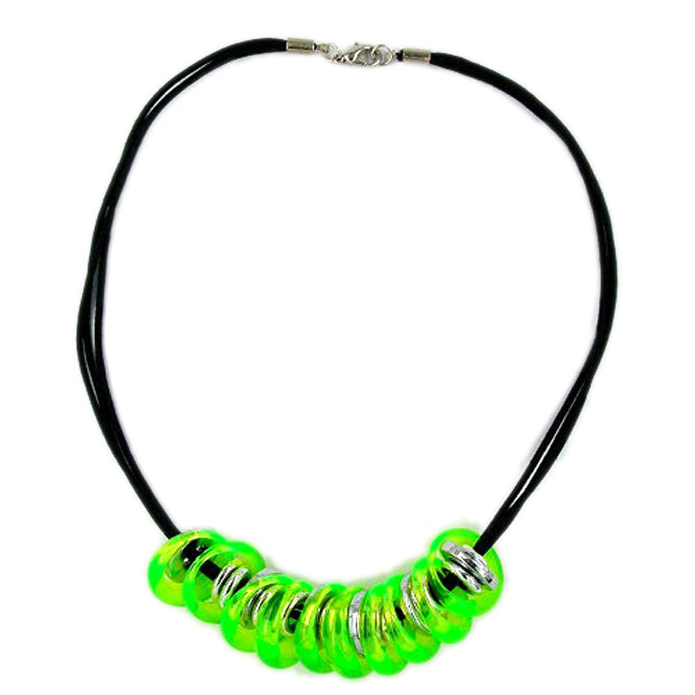 Kette, Ring neongrün, chrom-glänzend