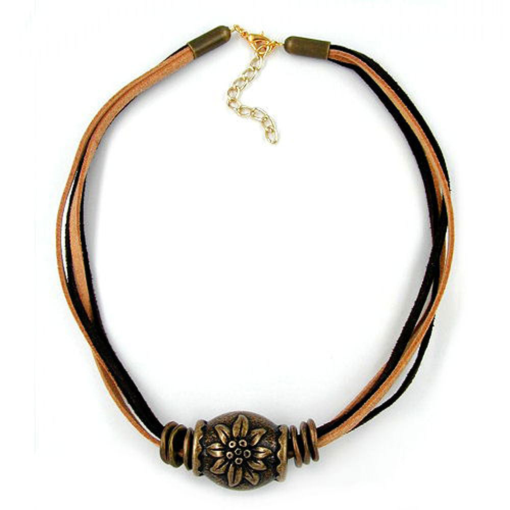 Kette, Perle Edelweiß, altmessingfarben