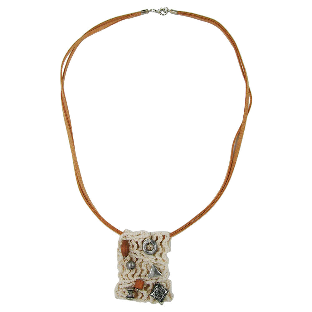 Kette Anhänger Makramee mit Holzperlen Kunststoffperlen Velourband verschiedene Farben verschiedene Längen