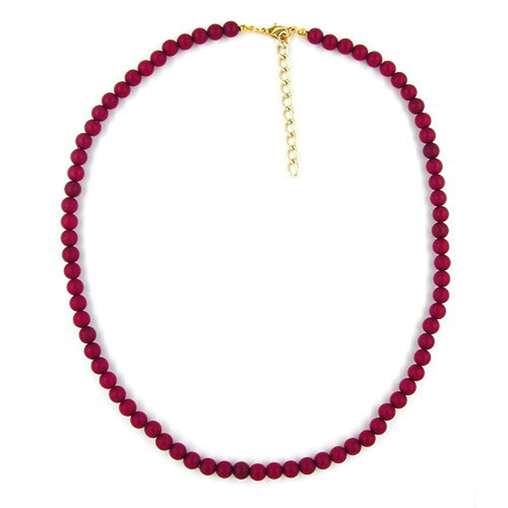 Kette, Perlen 6mm, bordeaux-matt