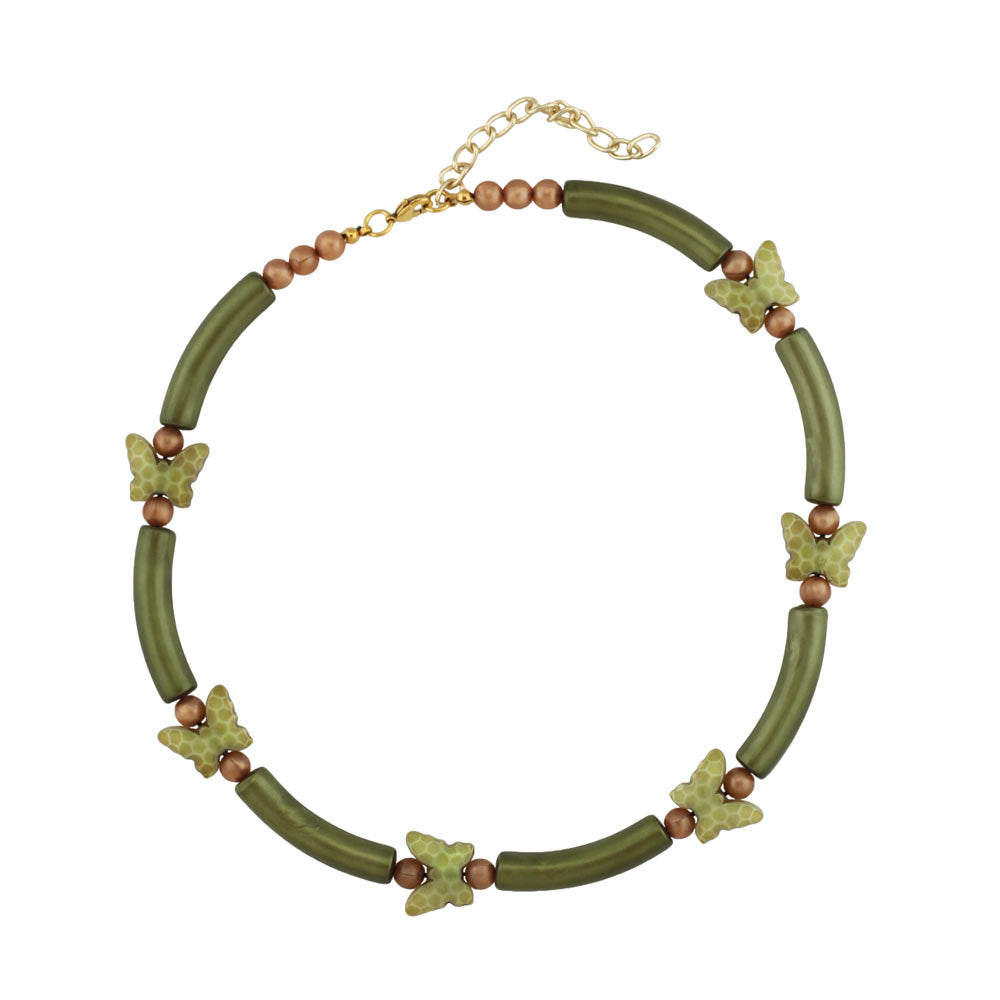 Kette Schmetterling Rohrperle verschiedene Farben-fbg