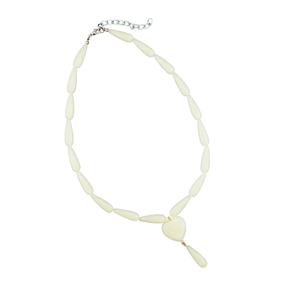 Y-Kette Birnenperle creme mit Herz