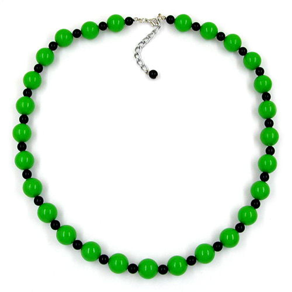 Kette, Perlen, verschiedene Farben, silber