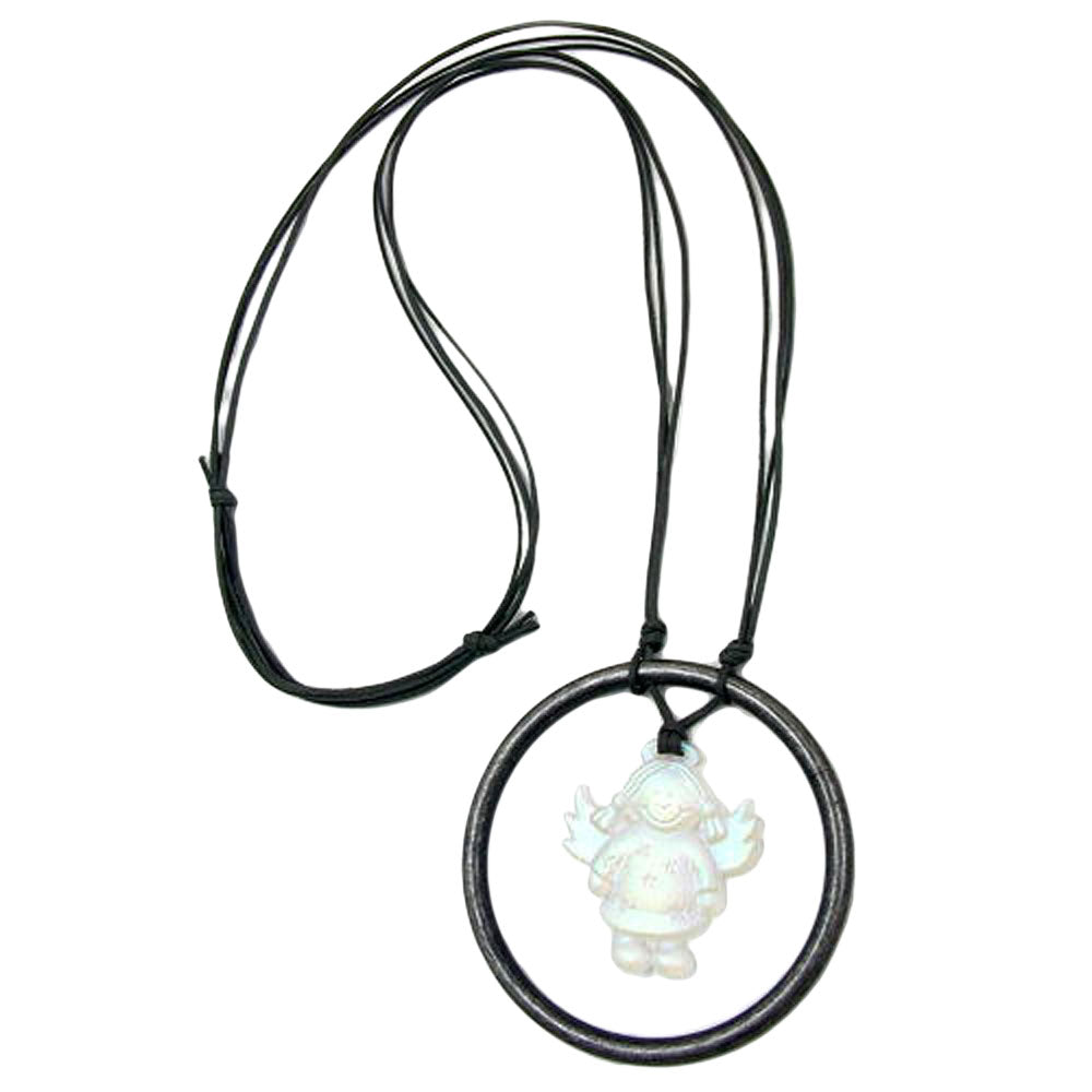 Kette, Engel im Ring Glas AB-matt verschiedene Farben