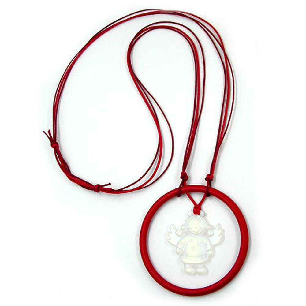 Kette, Engel im Ring AB-matt Glas, verschiedene Farben