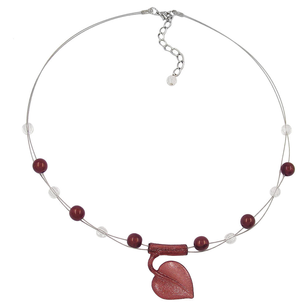 Kette Drahtkette Blatt altrosa-flitter Kunststoffperlen verschiedene Längen