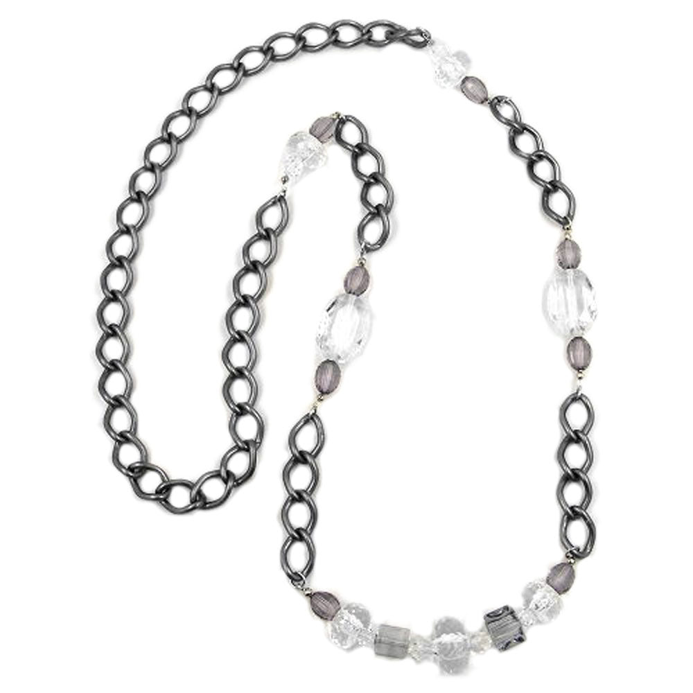 Kette, Facettenperle hellgrau-kristall