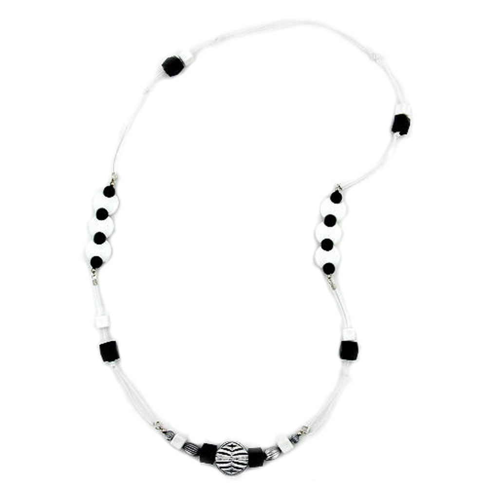 Kette, Gravurperle verschiedene Farben-weiß