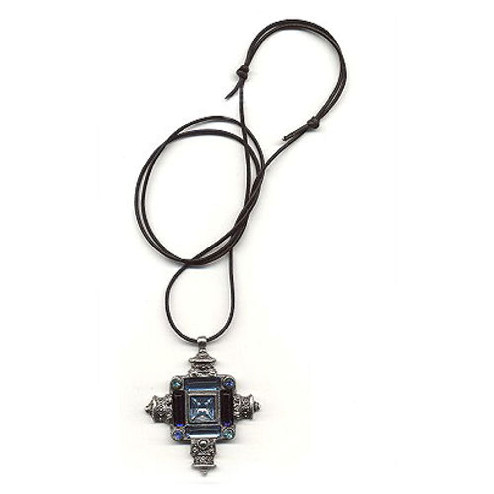 Kette, Kreuz, altsilber, verschiedene Farben