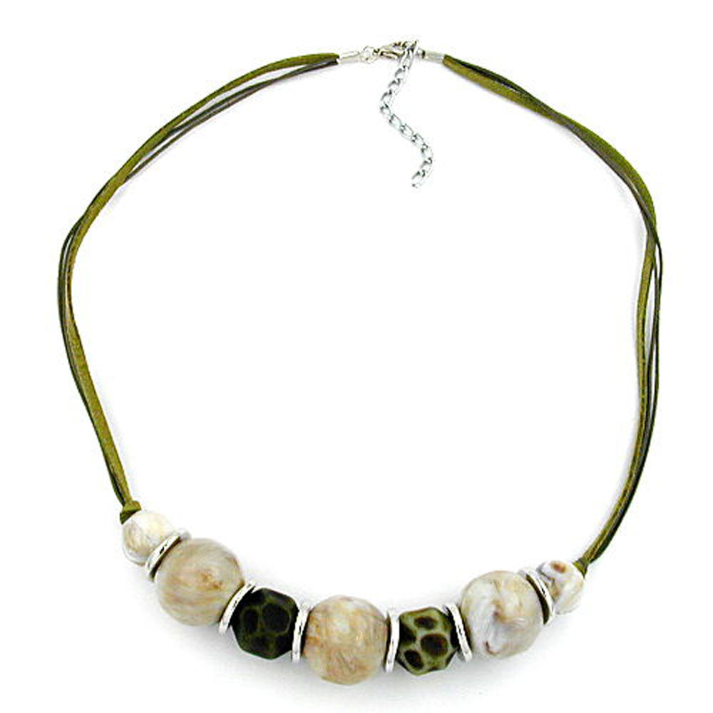 Kette, Perlenkette verschiedene Farben-khaki