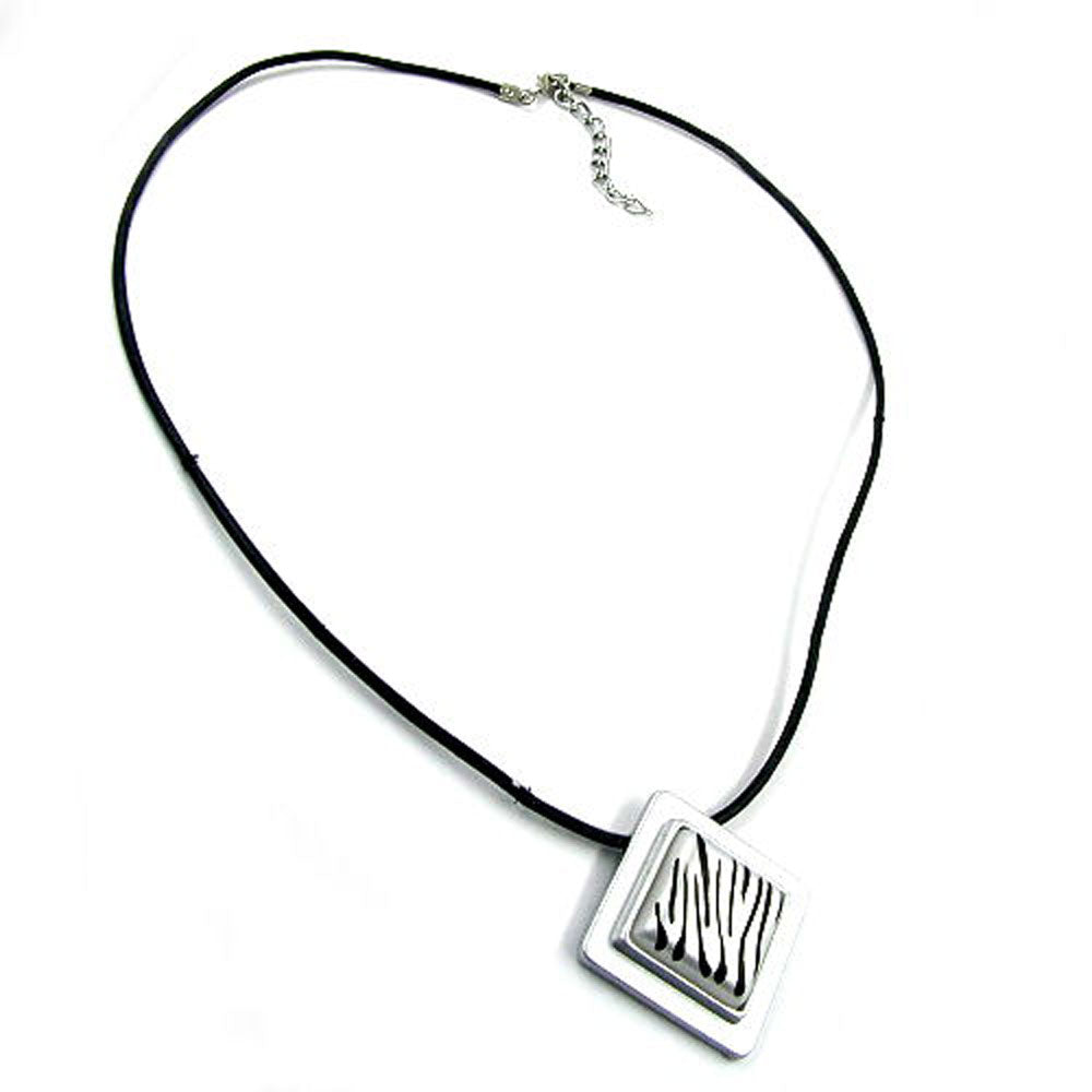 Kette, Viereck Zebra, verschiedene Farben-silber