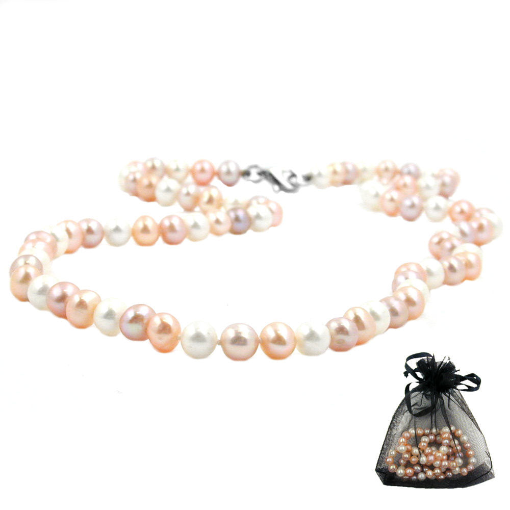 Kette 6mm Süßwasserzuchtperle 3-farbig Verschluss Silber 925 verschiedene Längen