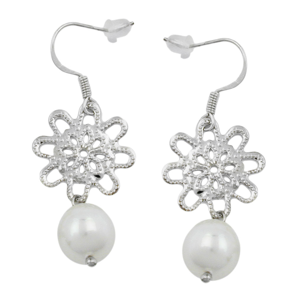 Ohrhaken Ohrhänger Ohrringe 45mm Blume mit Glasperle verschiedene Farbenwachs