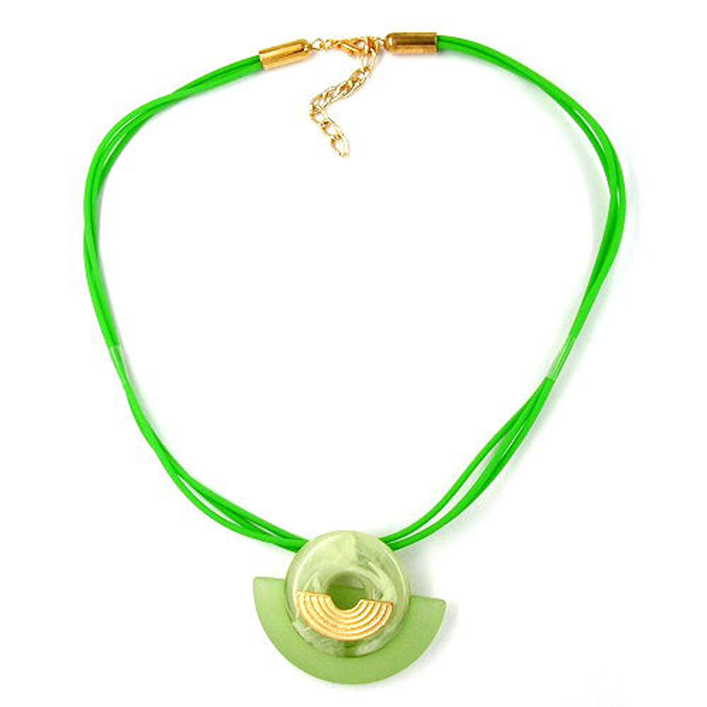 Kette, Halbmond mit Scheibe, kiwi