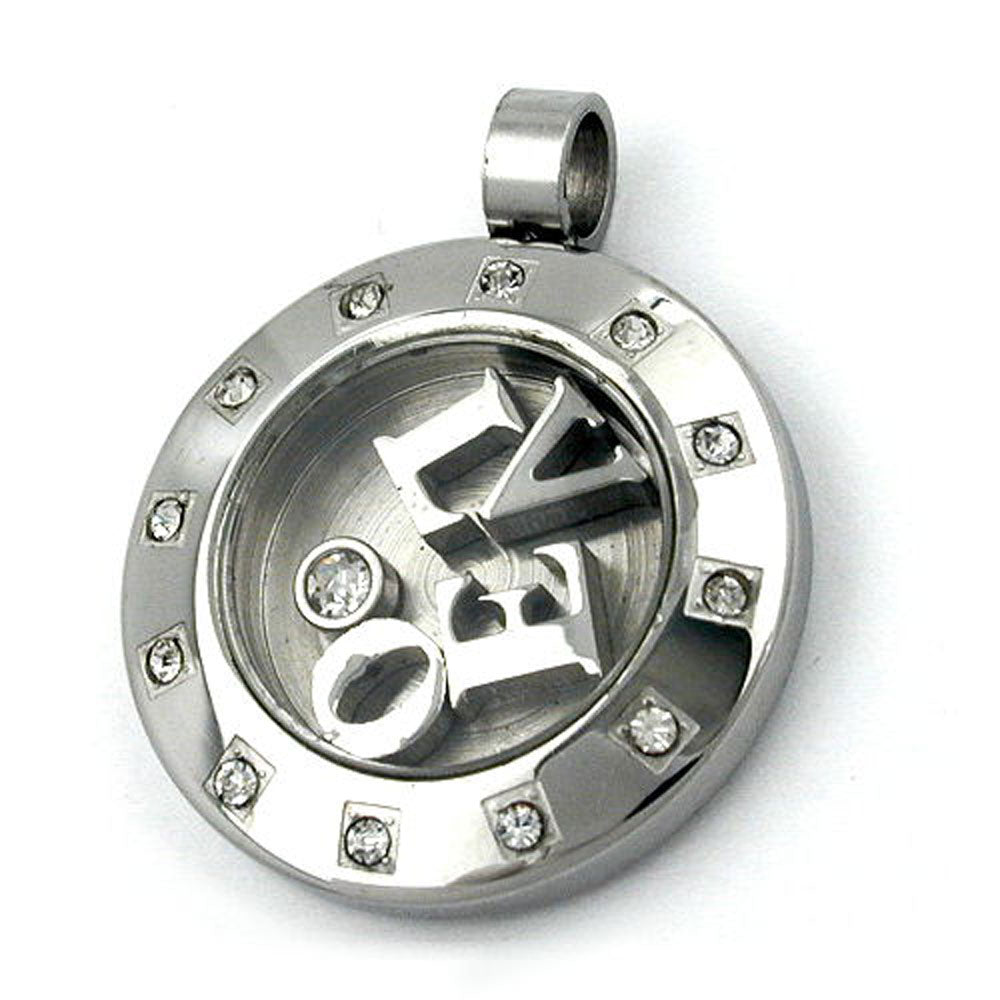 Anhänger, Edelstahl, LOVE mit Zirkonia