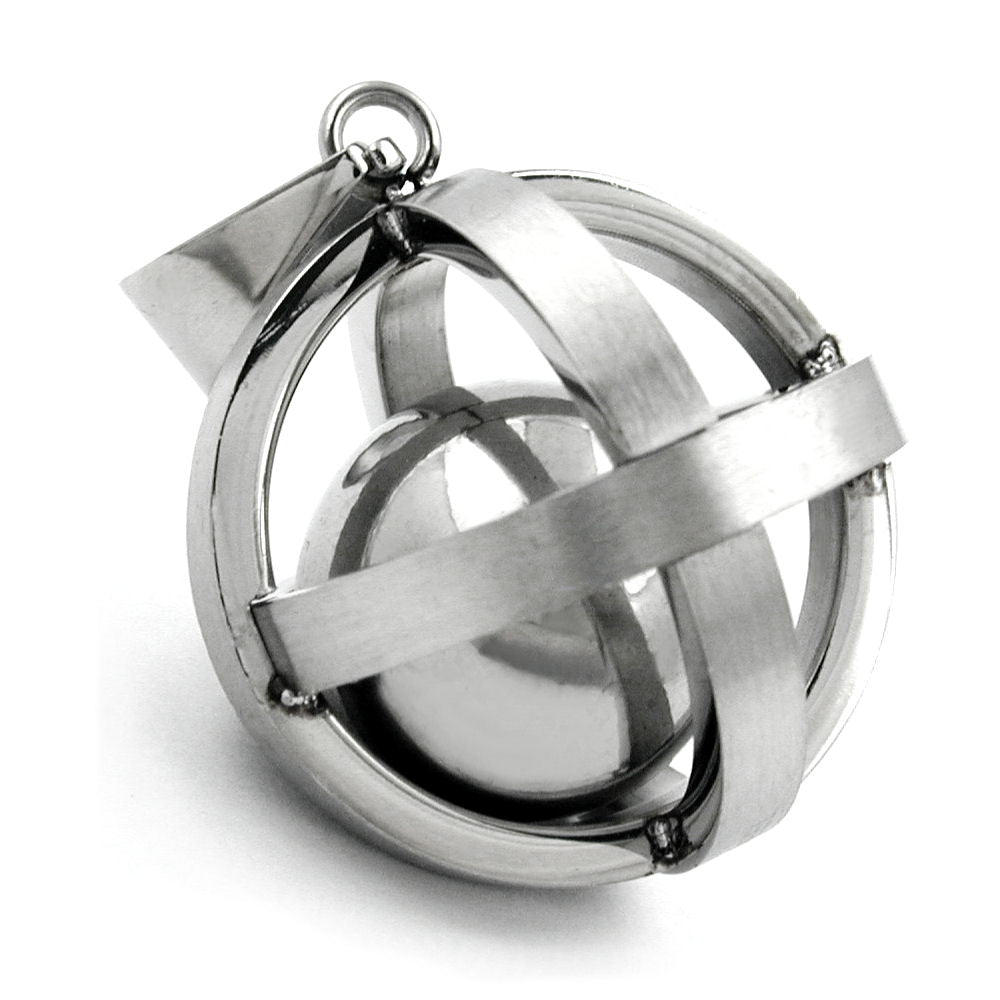 Anhänger, Kugel im Käfig, Edelstahl