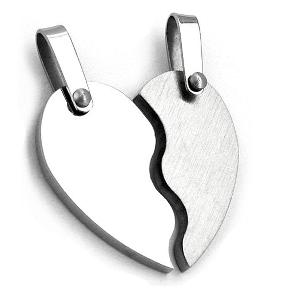 Anhänger Doppelanhänger verschiedene Größen geteiltes Herz Edelstahl