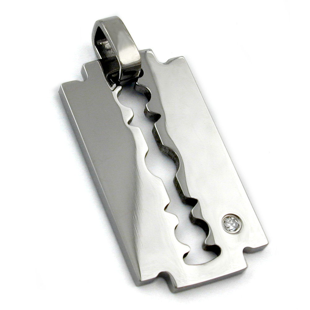 Anhänger, Edelstahl, Rasierklinge