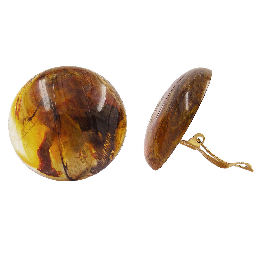 Clip Ohrring 30mm Riss verschiedene Farben-marmoriert glänzend Kunststoff-Bouton