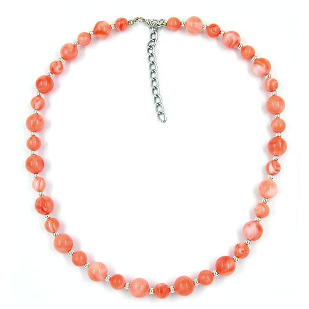 Kette, lachs-weiß-marmor, silber