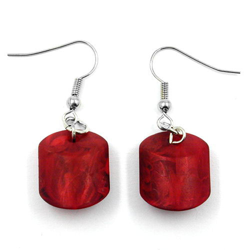 Ohrhaken, Schrägperle, verschiedene Farben-marmoriert