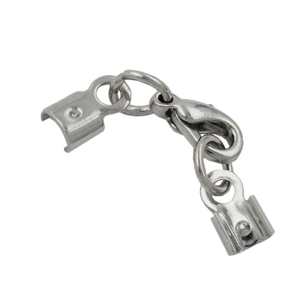 Verschluss-Set für Lederband 10mm Karabiner verschiedene Farbenbronze mit 2 Endteilen silberfarben