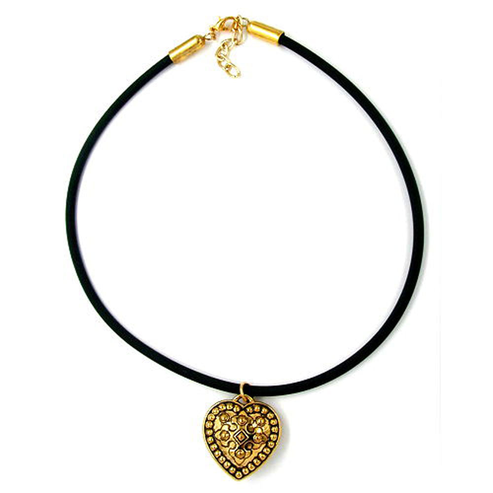 Kette, Ritterherz altgoldfarben, Gummi