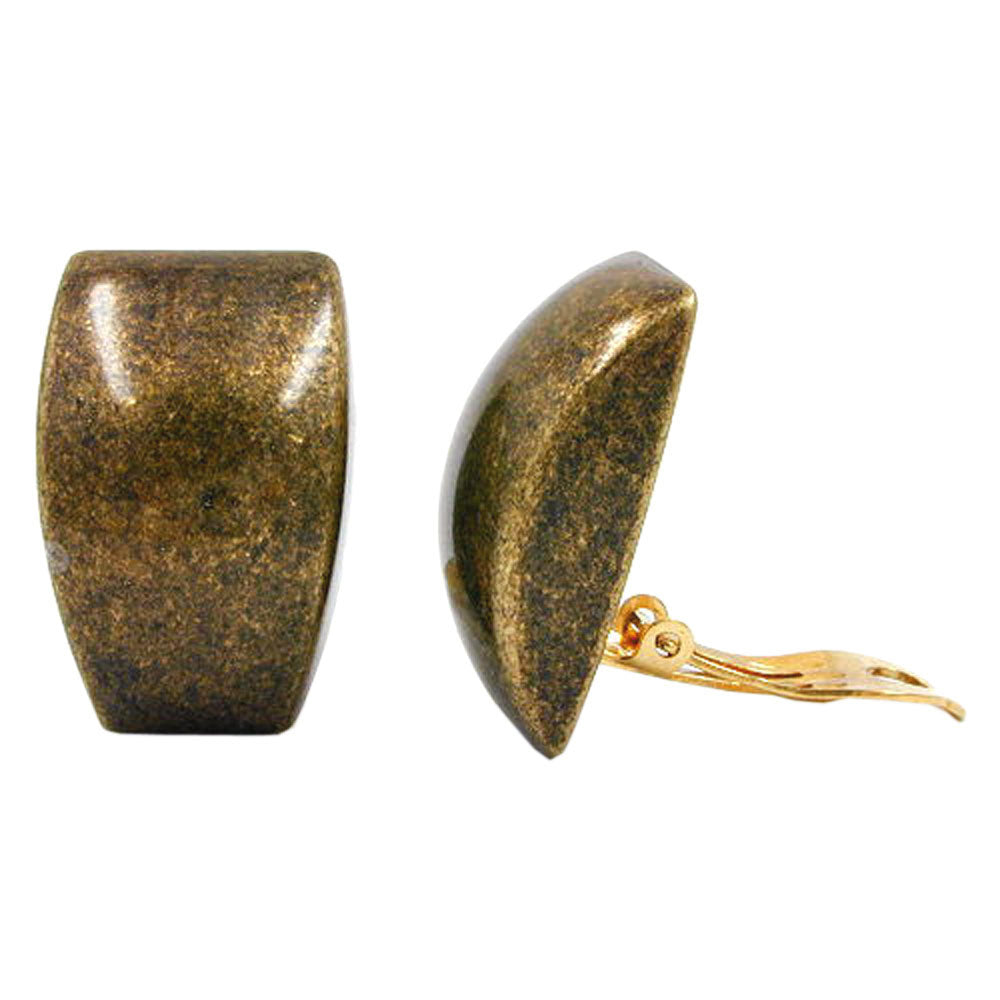 Clip Ohrring verschiedene Größen Trapez altmessing glänzend Kunststoff-Bouton