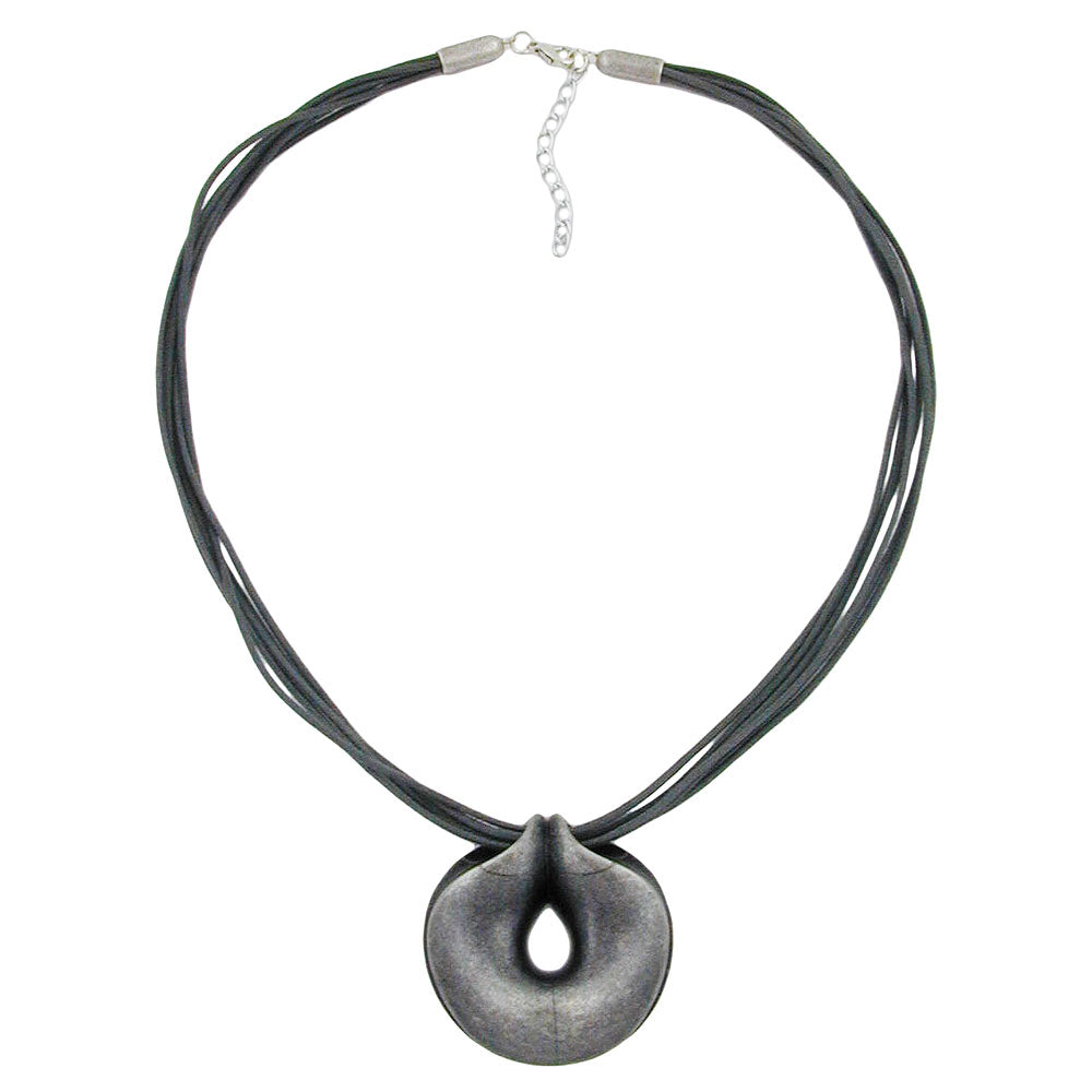 Kette 52mm Kunststoff Anhänger Amulett altsilberfarben Kordel verschiedene Farben verschiedene Längen