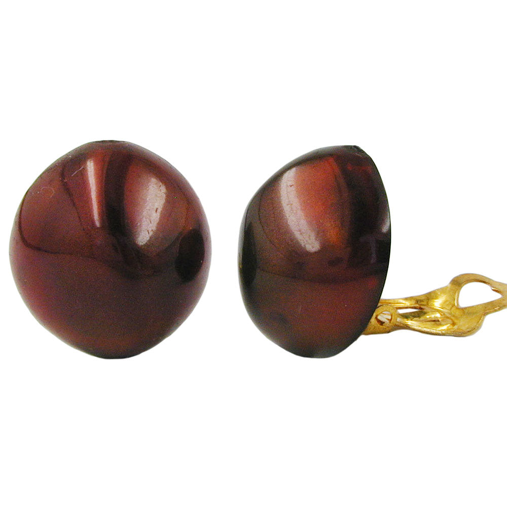 Clip Ohrring 21x20x10mm braunton-perlmutt glänzend Kunststoff-Bouton