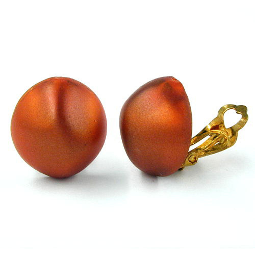 Clip Ohrring 21x20x10mm braunton-perlmutt glänzend Kunststoff-Bouton