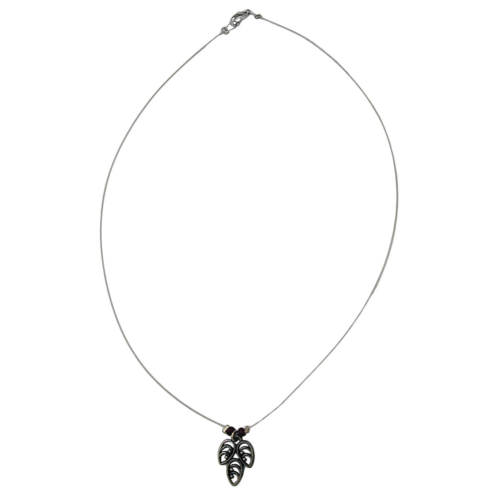 Kette Drahtkette Anhänger Kunststoff fiiligranes Blatt altsilberfarben 2 Glasperlen verschiedene Farben verschiedene Längen