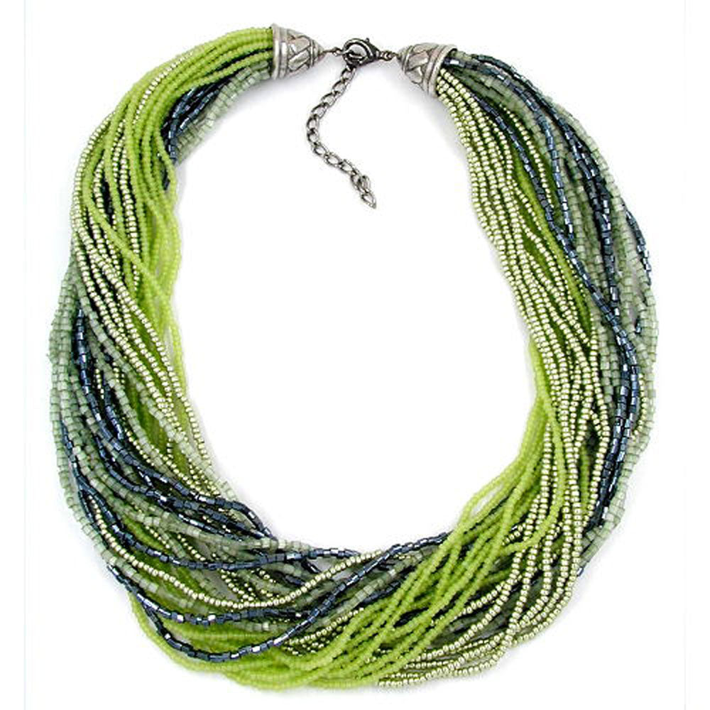 Kette, Rocaille-Glas verschiedene Farben-blutsteinfarben