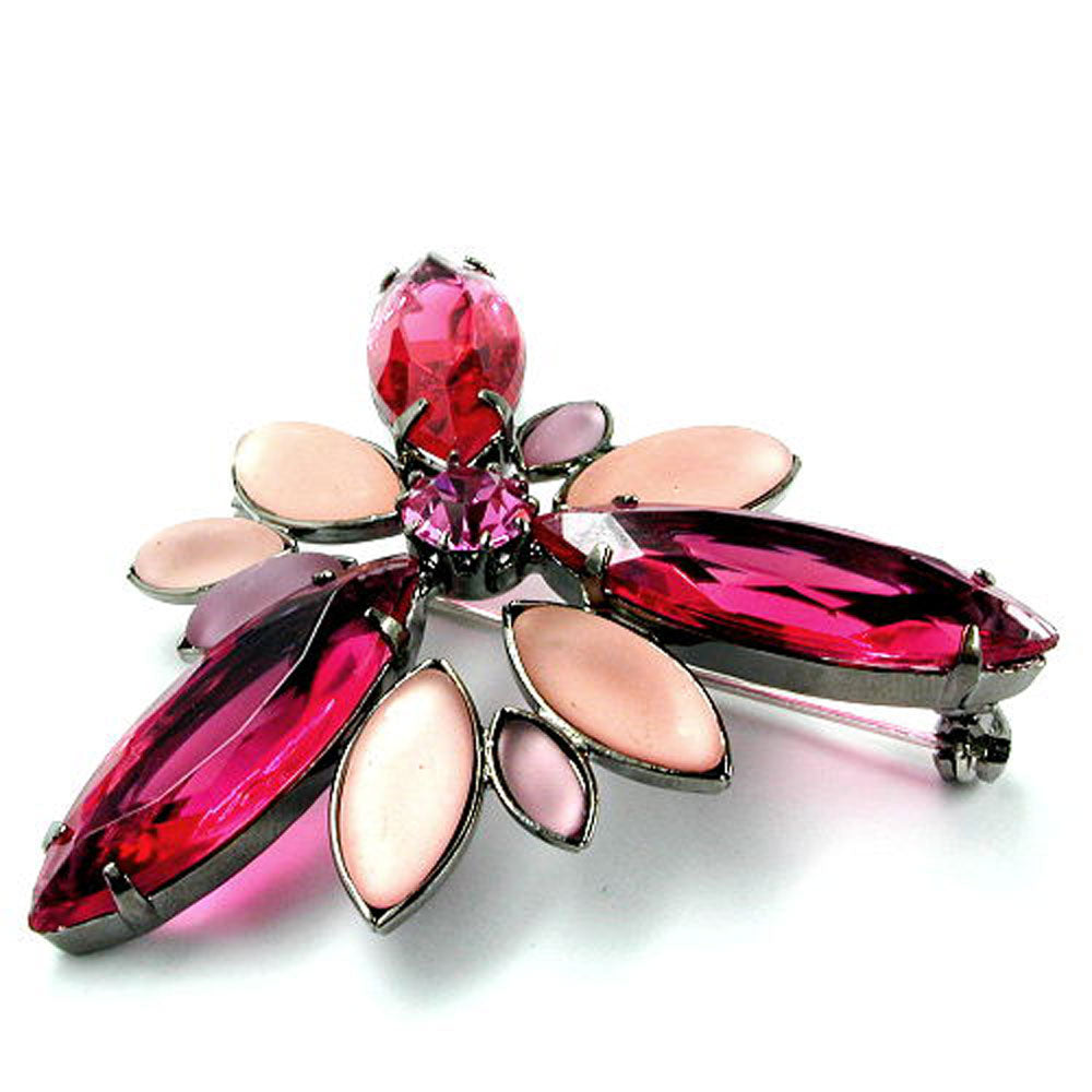 Brosche, Glasstein verschiedene Farben-rosé