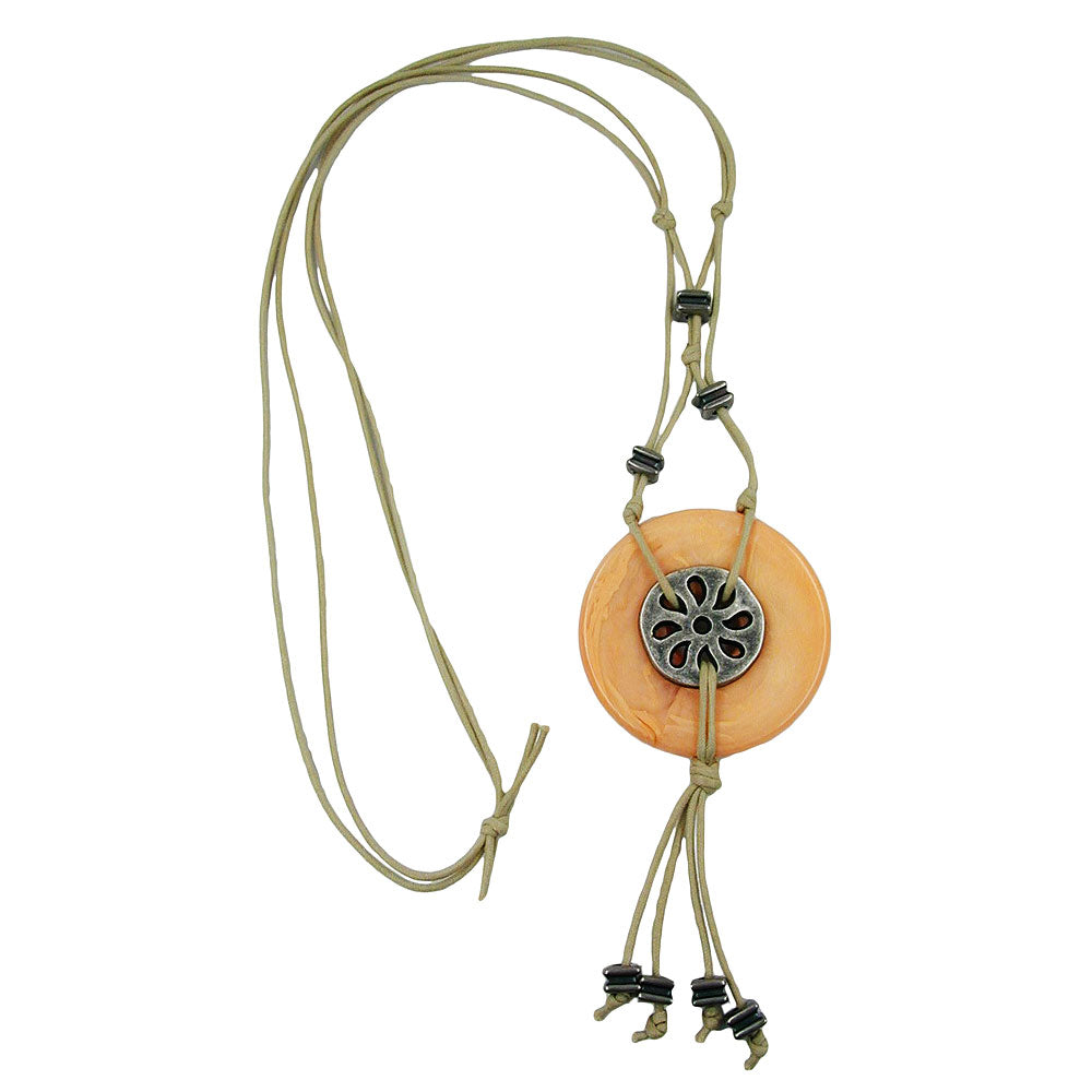 Kette, Scheibe, apricot-altsilber