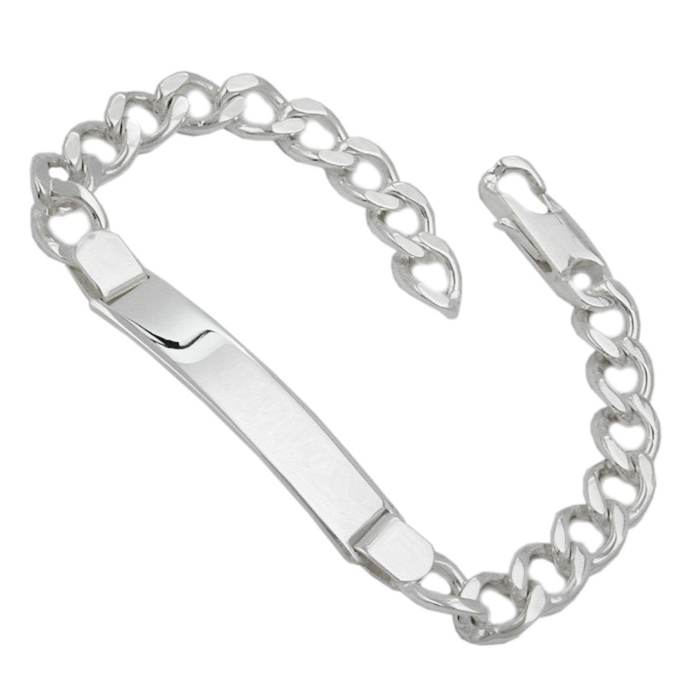 Schildband verschiedene Größen Panzerkette Armband mit Gravurplatte 54x8x3mm Silber 925 verschiedene Längen