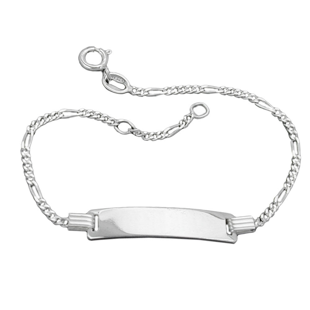 Schildband4,3mm Figarokette Armband mit Gravurplatte 36x7x1,5mm Silber 925 verschiedene Längen